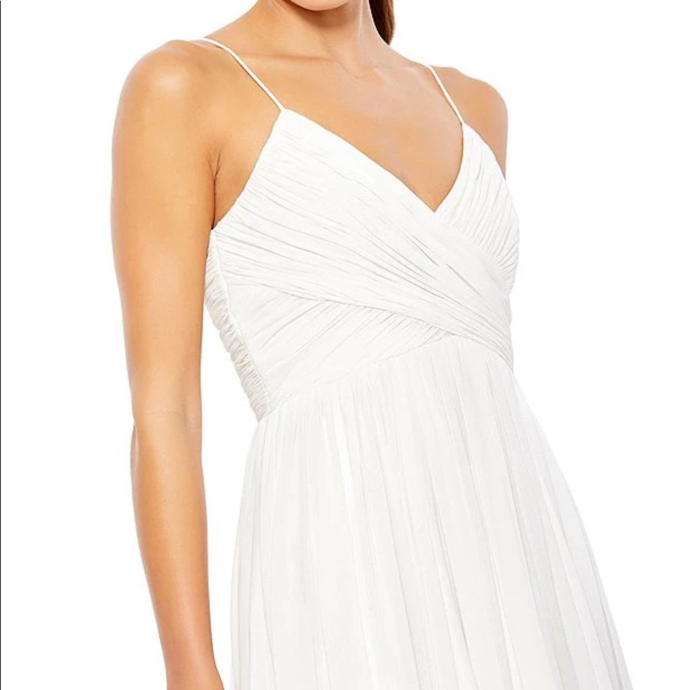 Ieena For Mac Duggal Pleated V-Neck Dress White XS